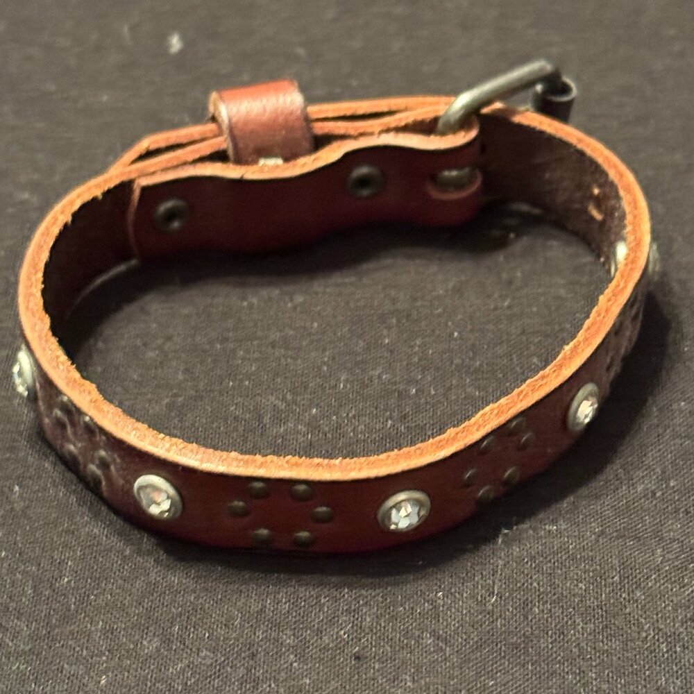 Vintage Handmade Leather Bracelet Studded - Picture 2 of 3